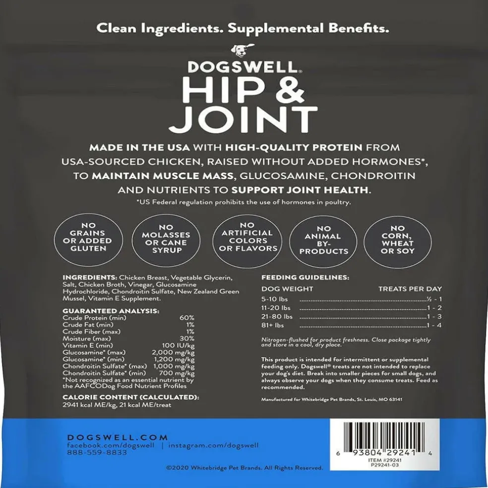 Dogswell Hip & Joint Jerky Minis Grain-Free Chicken Breast for Dogs 4 oz