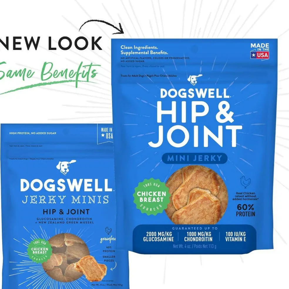 Dogswell Hip & Joint Jerky Minis Grain-Free Chicken Breast for Dogs 4 oz