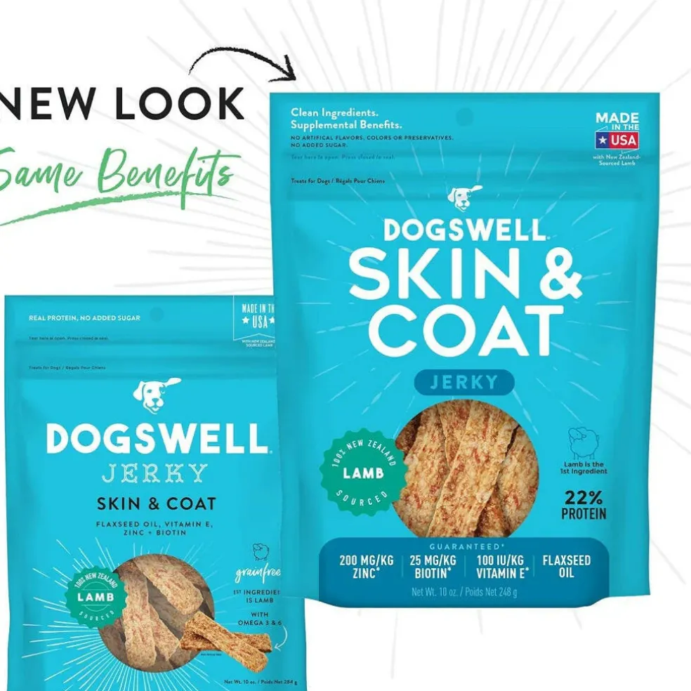 Dogswell Jerky Skin & Coat Lamb Grain-Free Treats for Dogs 10 oz