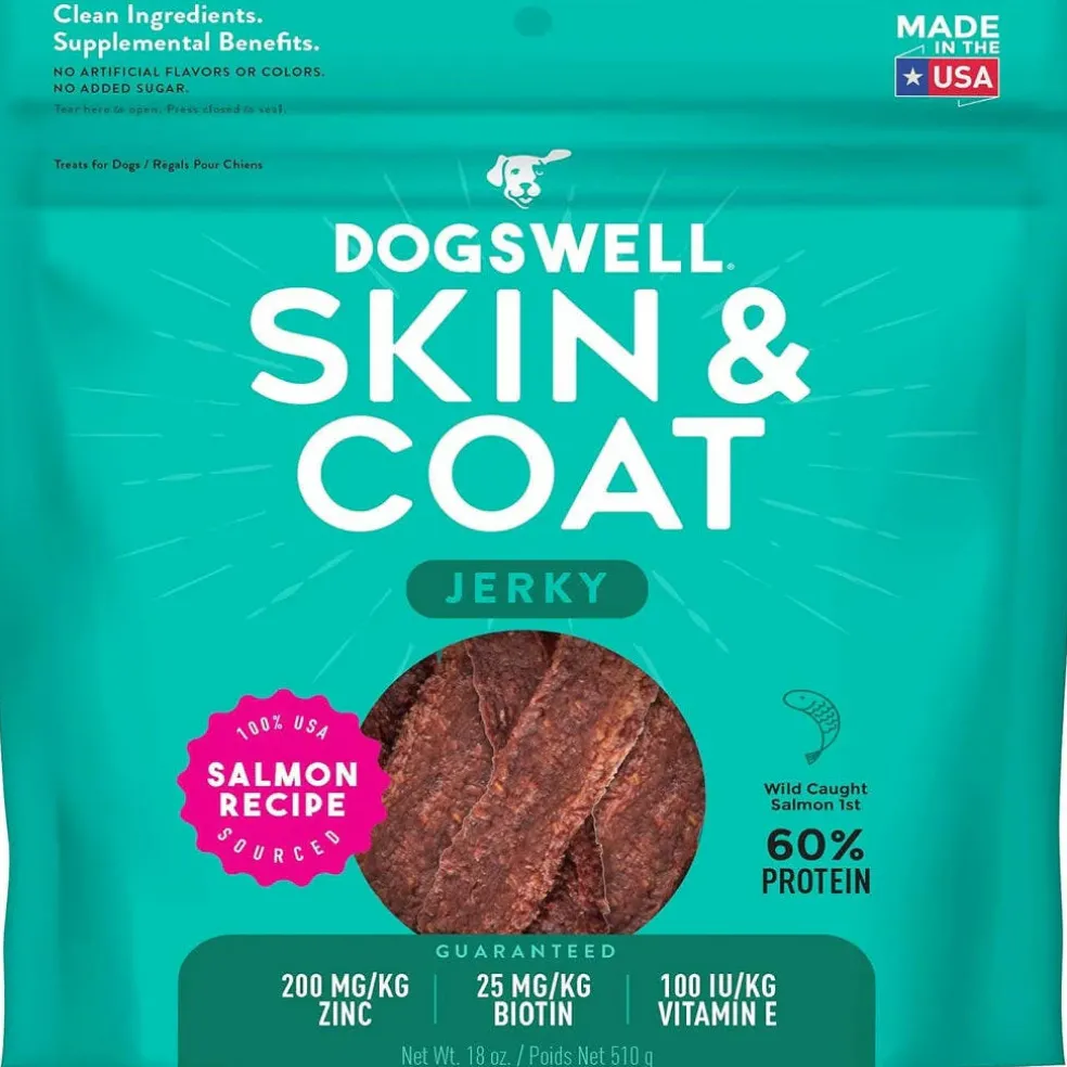 Dogswell Jerky Skin & Coat Salmon Grain-Free Treats for Dogs
