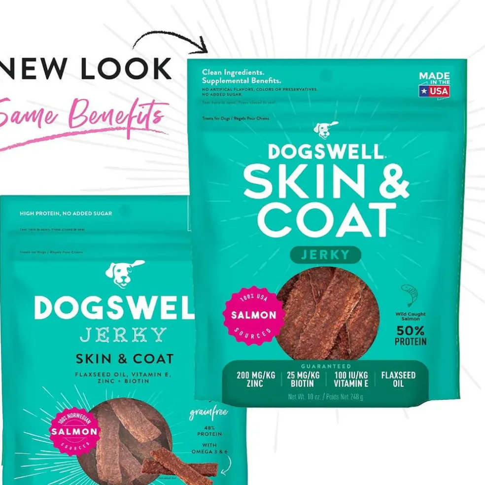 Dogswell Jerky Skin & Coat Salmon Grain-Free Treats for Dogs