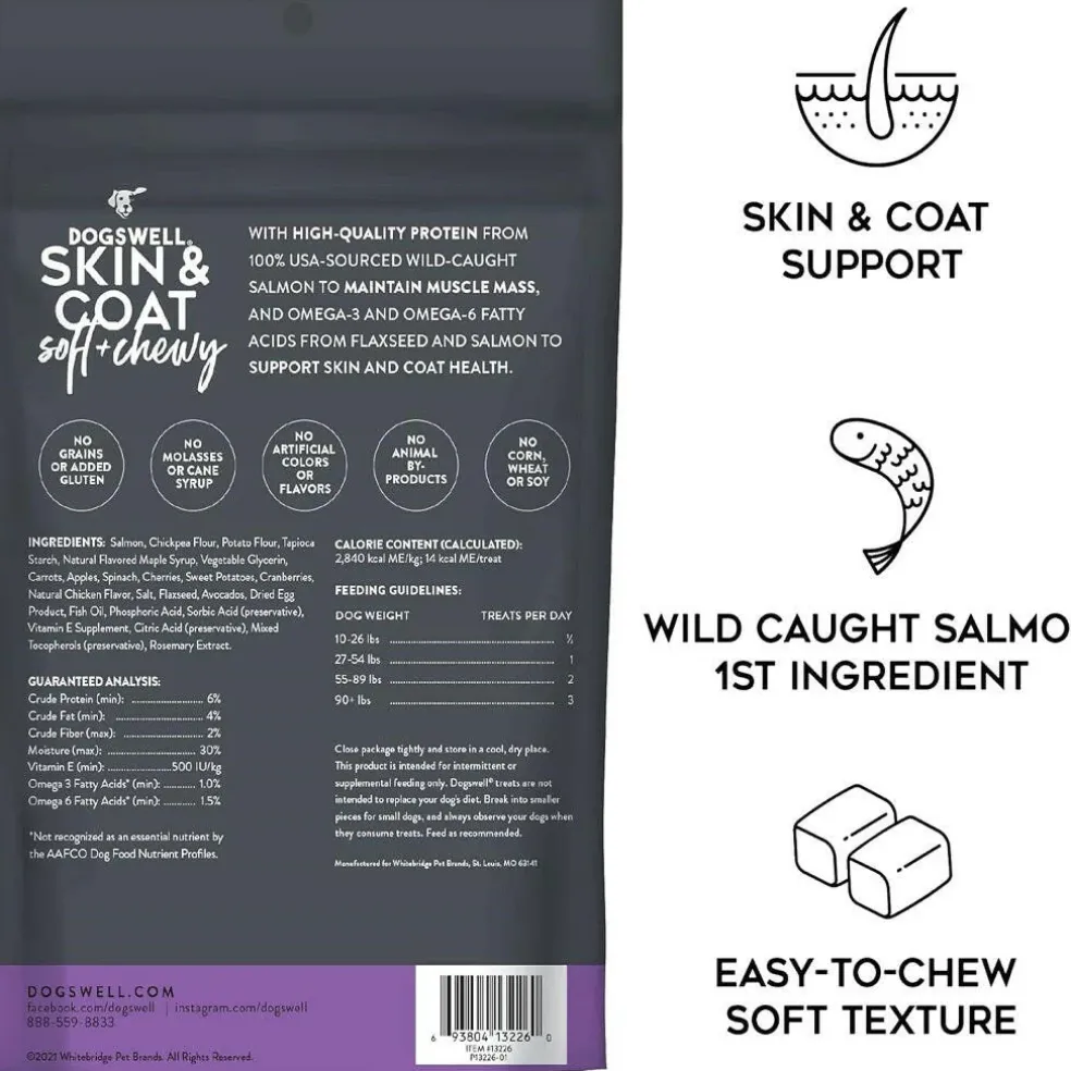 Dogswell Skin & Coat Soft & Chewy Salmon Flavored Treats for Dogs 14 oz