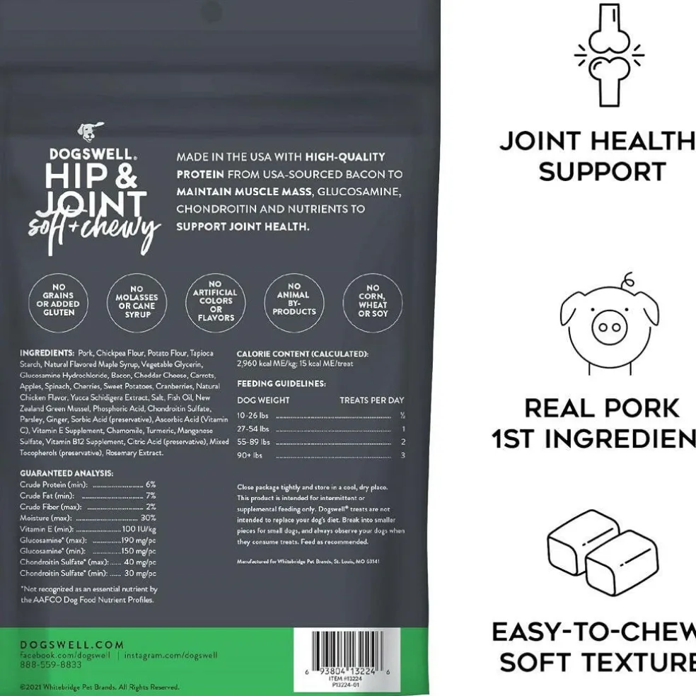 Dogswell Soft & Chewy Hip & Joint Bacon Flavored Treats for Dogs 14 oz