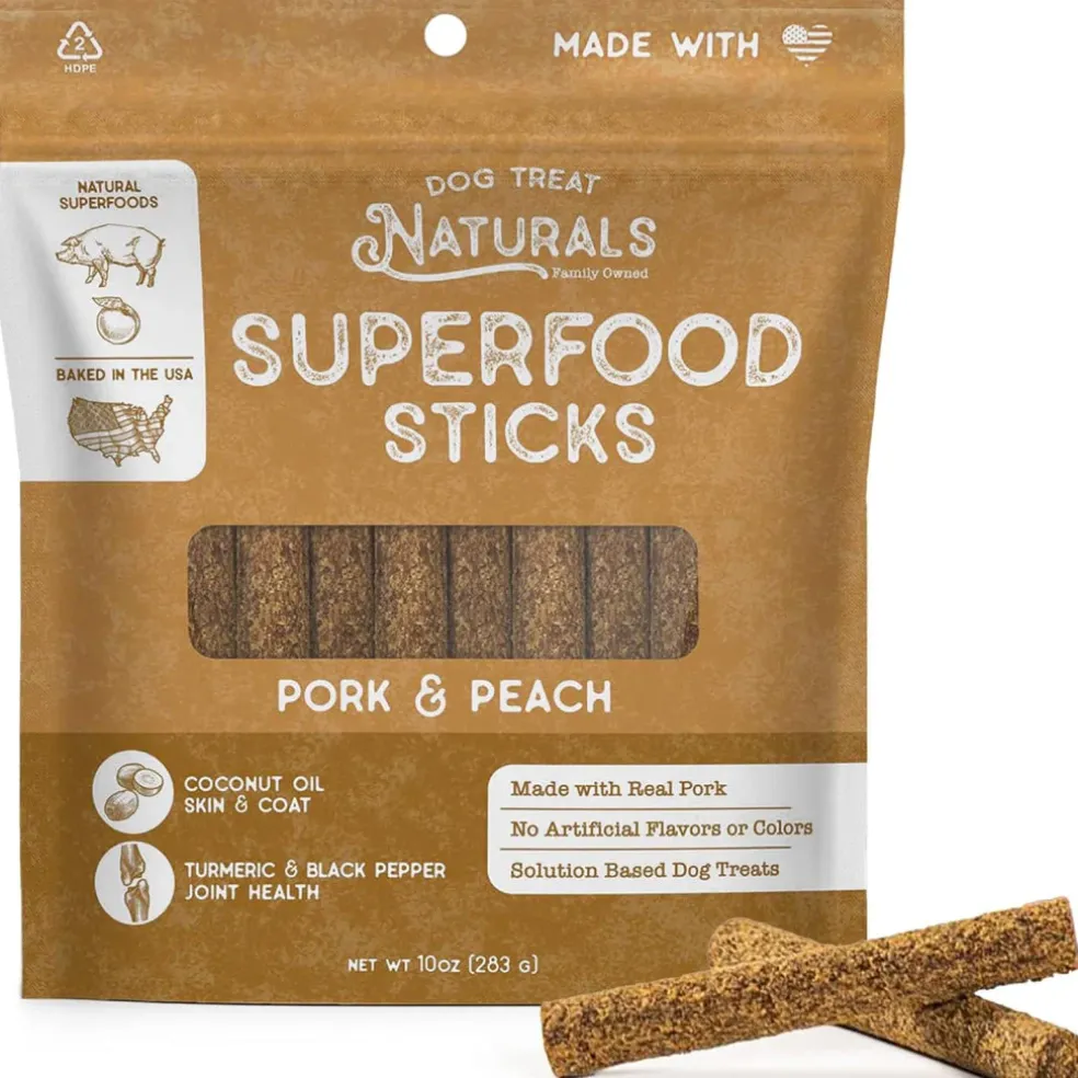 Dog Treat Naturals Superfood Sticks Pork & Peach Dog Treats (10 oz)