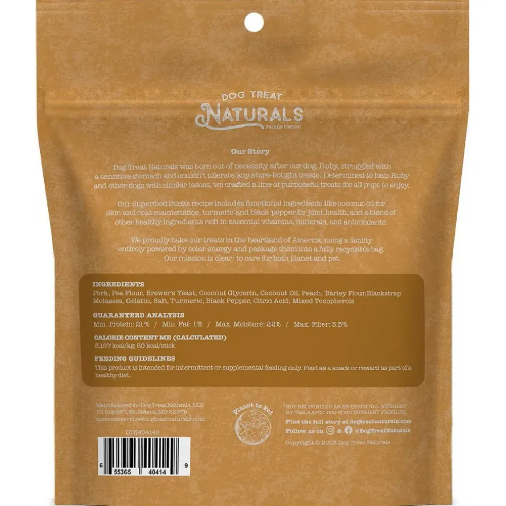 Dog Treat Naturals Superfood Sticks Pork & Peach Dog Treats (10 oz)