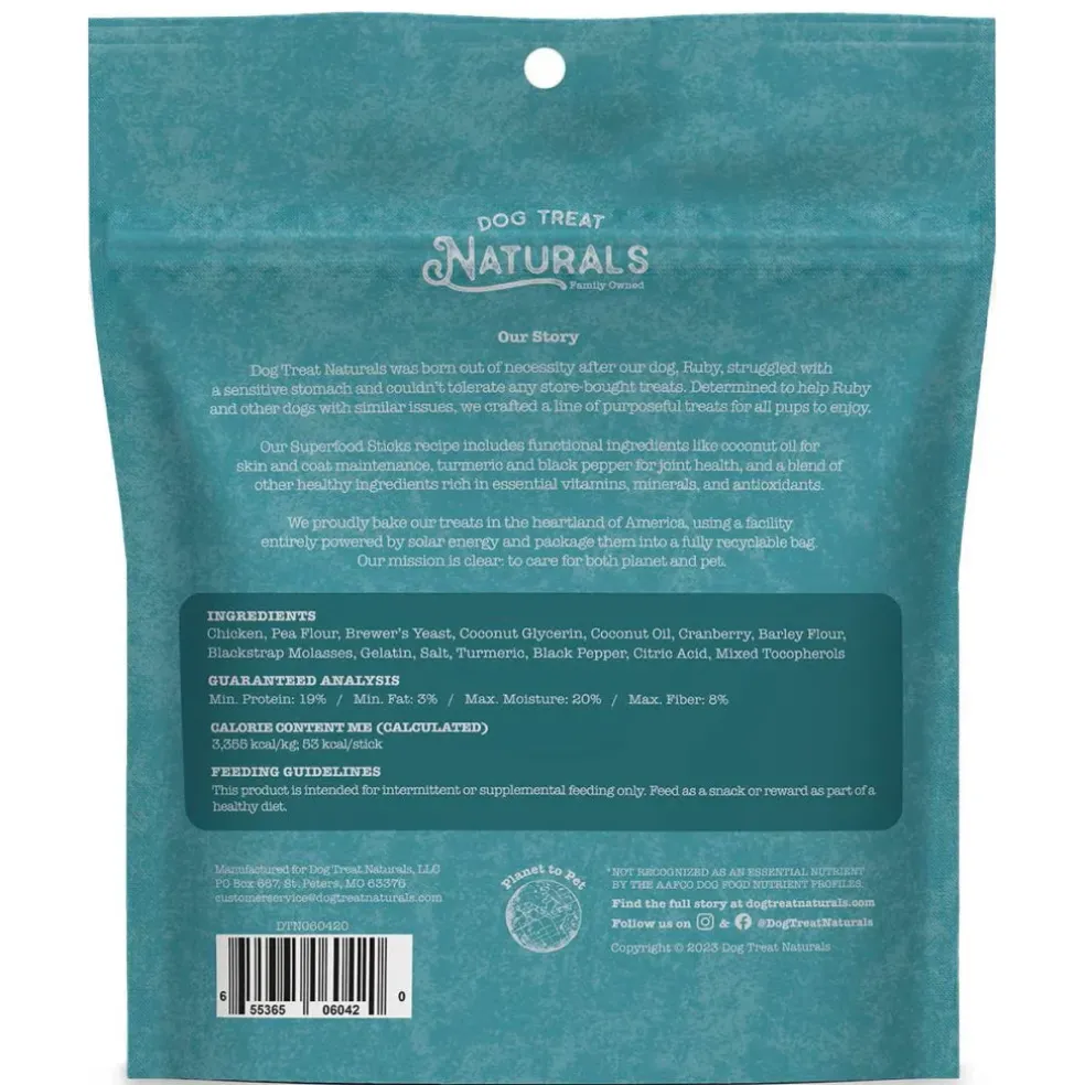 Dog Treat Naturals Superfood Sticks Chicken & Cranberry Dog Treats (10 oz)