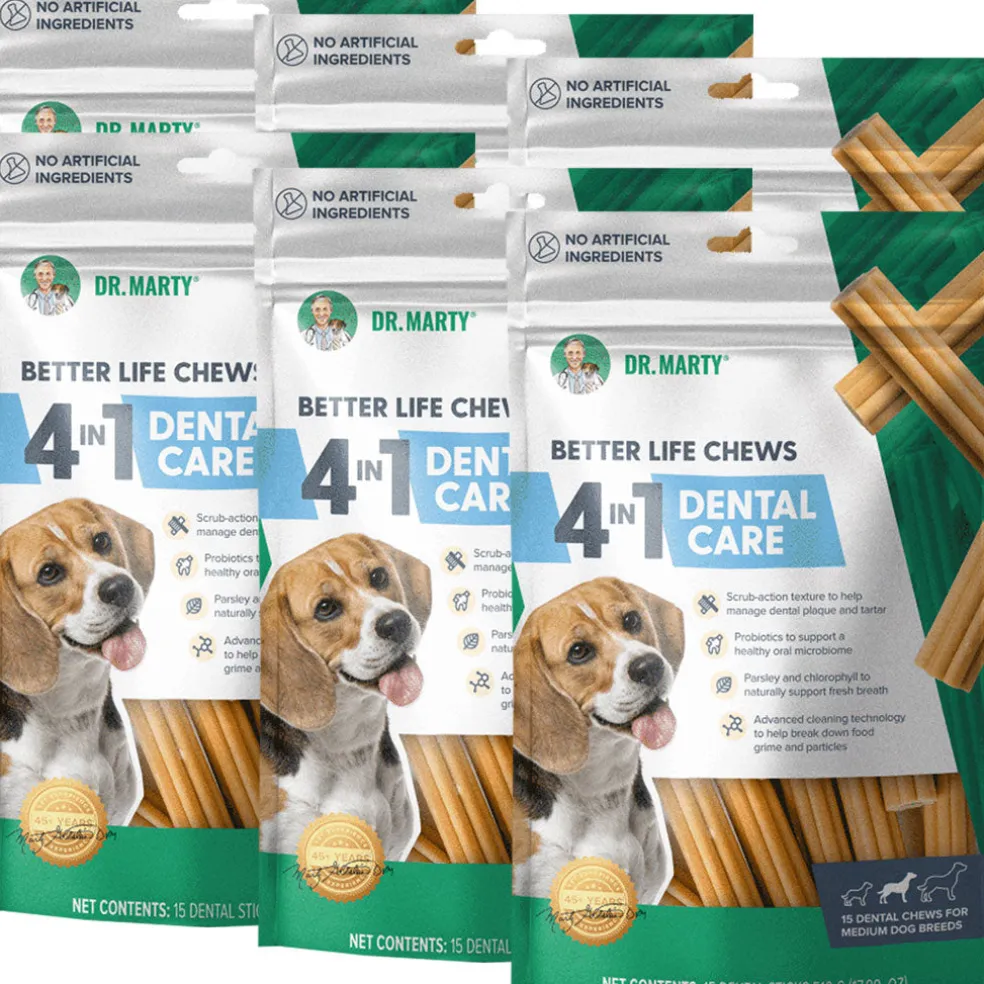 Dr. Marty Better Life Chews 4 in 1 Dental Care Sticks for Medium Dogs, 24-59 lbs