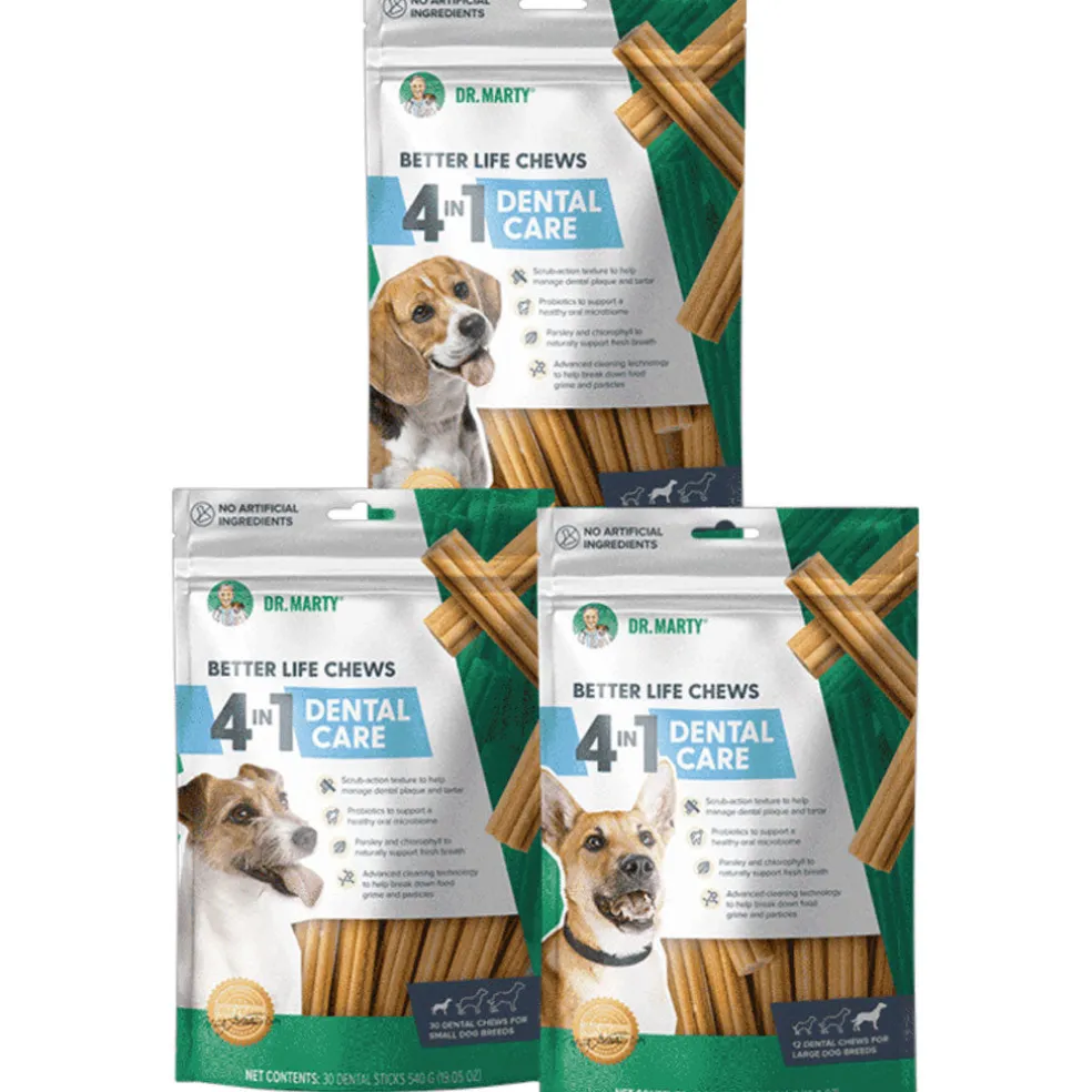Dr. Marty Better Life Chews 4 in 1 Dental Care Sticks for Large Dogs, 60+ lbs