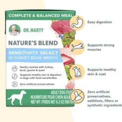 Dr. Marty Nature's Blend Sensitivity Select in Turkey Bone Broth Wet Dog Food, 6.3-oz, case of 12