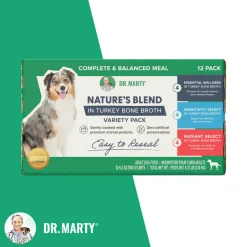 Dr. Marty Nature's Blend Turkey Bone Broth Wet Dog Food Variety Pack, 6.3 oz, Case of 12
