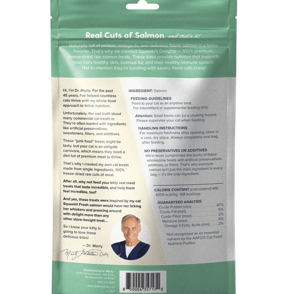 Dr. Marty Squeeki's Delights Freeze-Dried Raw Salmon Cat Treats, 4oz