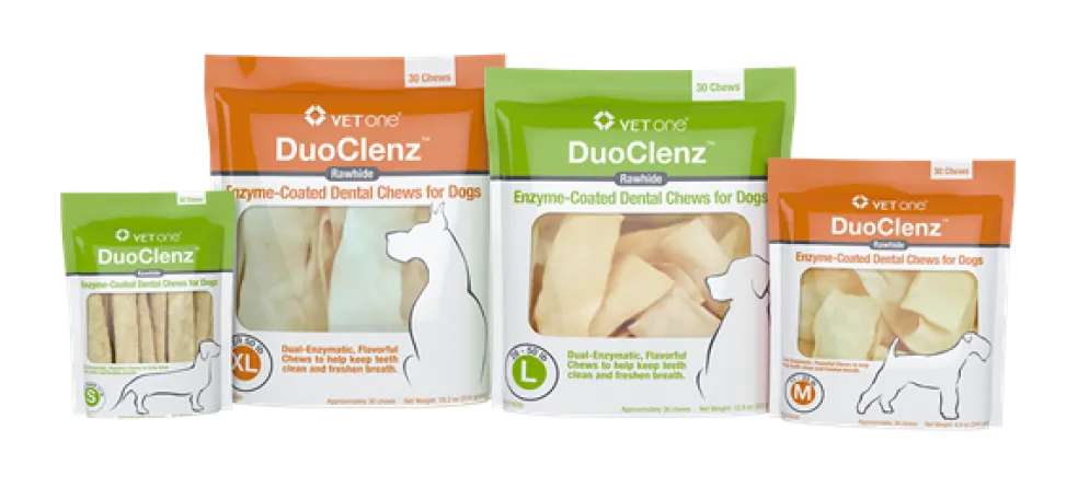 DuoClenz Enzyme-Coated Rawhide Dental Chews for Dogs