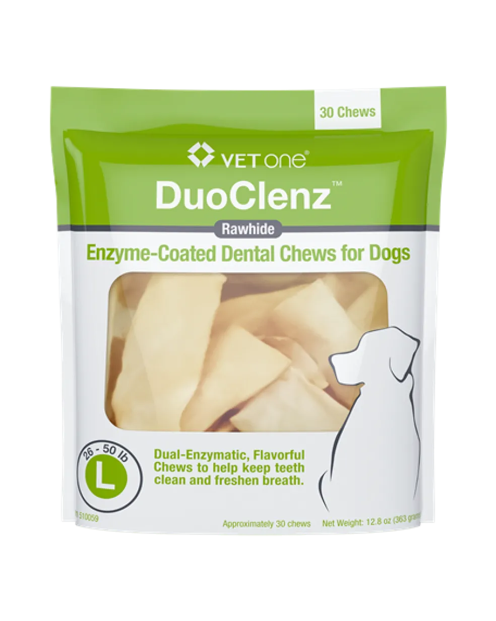 DuoClenz Enzyme-Coated Rawhide Dental Chews for Dogs