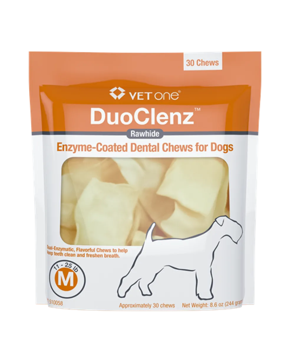 DuoClenz Enzyme-Coated Rawhide Dental Chews for Dogs