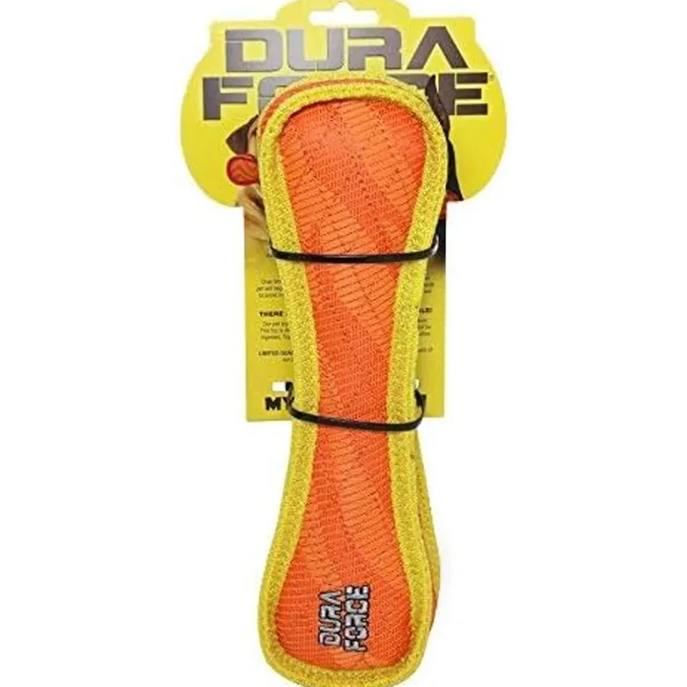 Duraforce Bone Tiger Dog Toy Orange & Yellow
