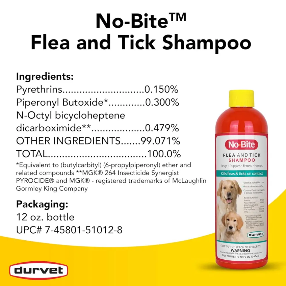 Durvet No-Bite™ Flea and Tick Shampoo for Dogs & Puppies, 12 oz