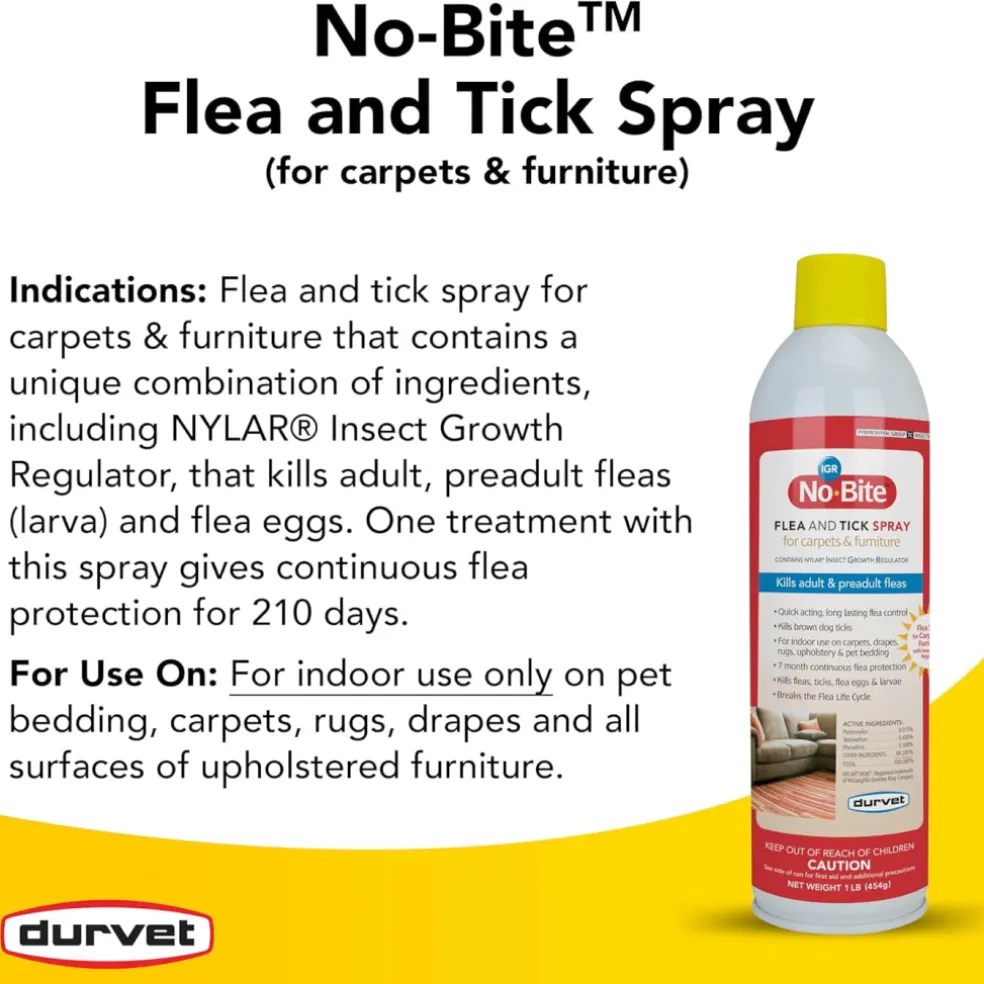 Durvet No-Bite IGR Flea & Tick Spray for Carpets & Furniture (16 oz)