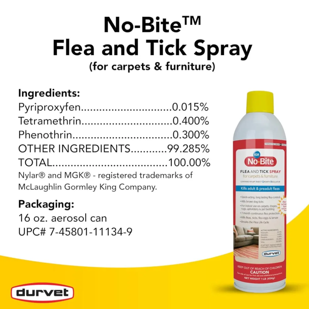 Durvet No-Bite IGR Flea & Tick Spray for Carpets & Furniture (16 oz)