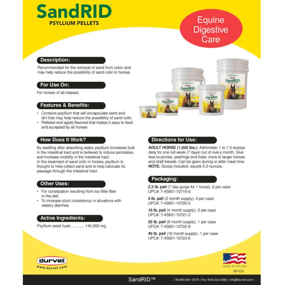 Durvet Sand Rid Psyllium Pellets (20 lb)