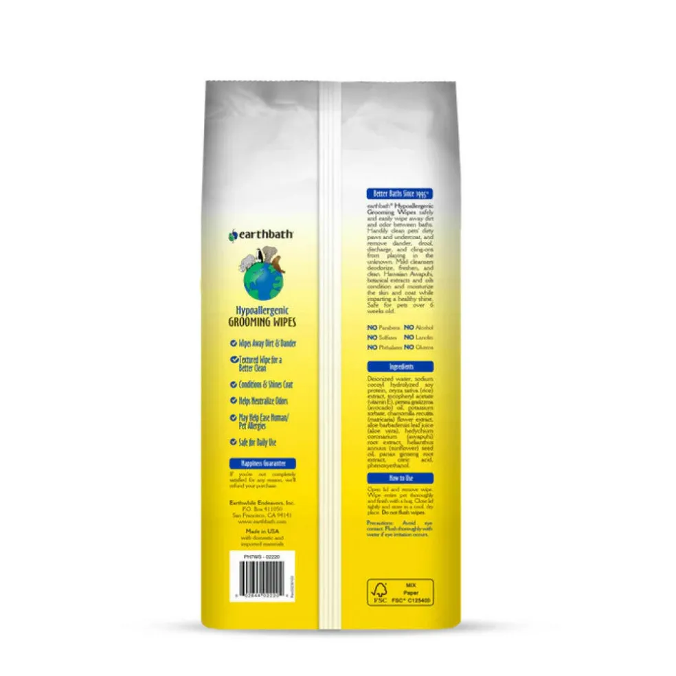 Earthbath Hypo-Allergenic Fragrance-Free Grooming Wipes for Dogs & Cats