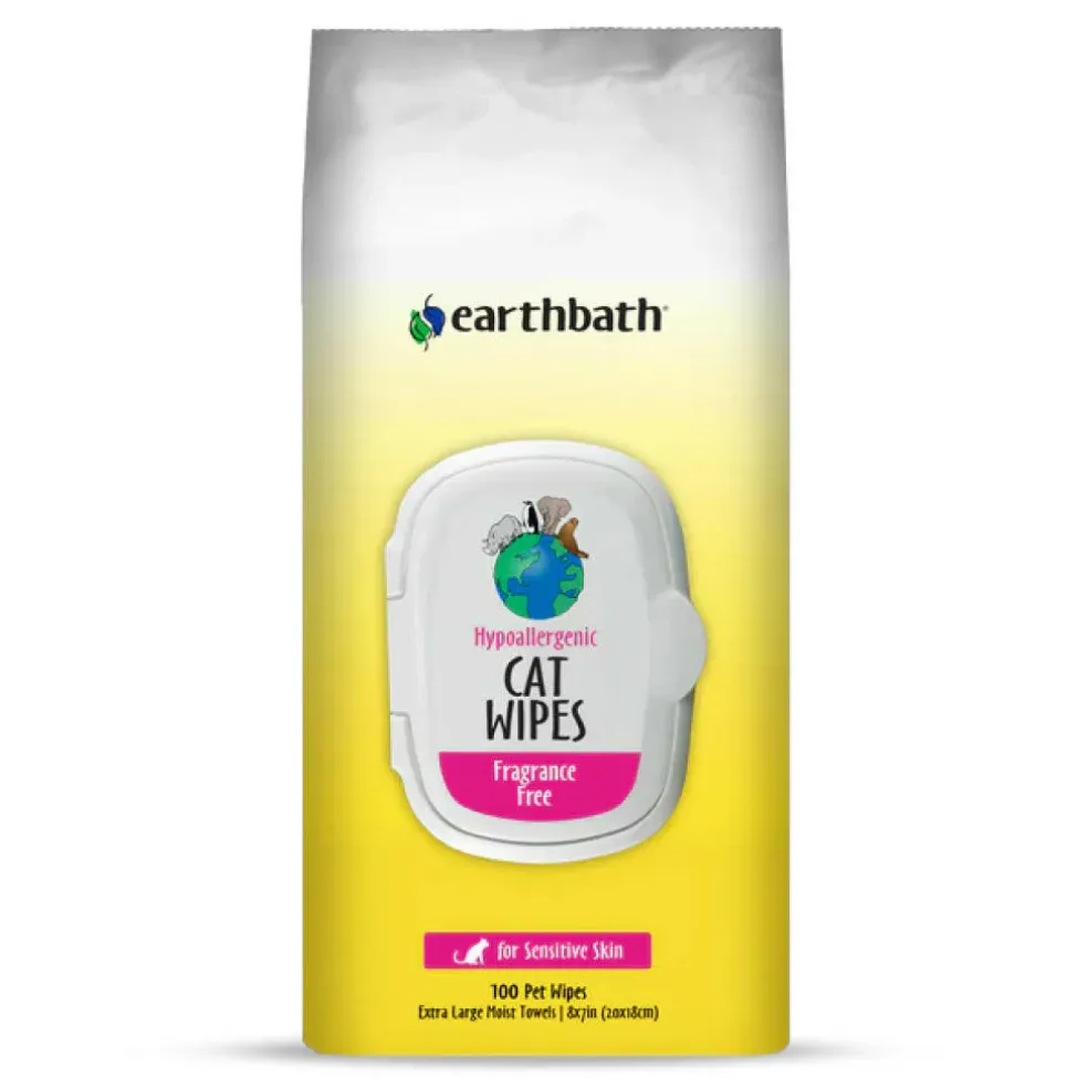 Earthbath Hypo-Allergenic Fragrance-Free Cat Grooming Wipes (100 ct)