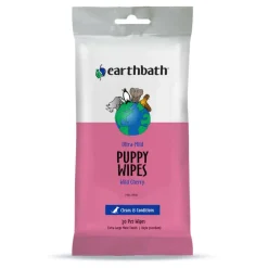 Earthbath Ultra-Mild Wild Cherry Grooming Wipes for Puppies