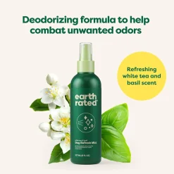 Earth Rated Deodorizing Spray Conditioning & Odor-Eliminating White Tea & Basil Refresh Mist for Dogs (8 oz)