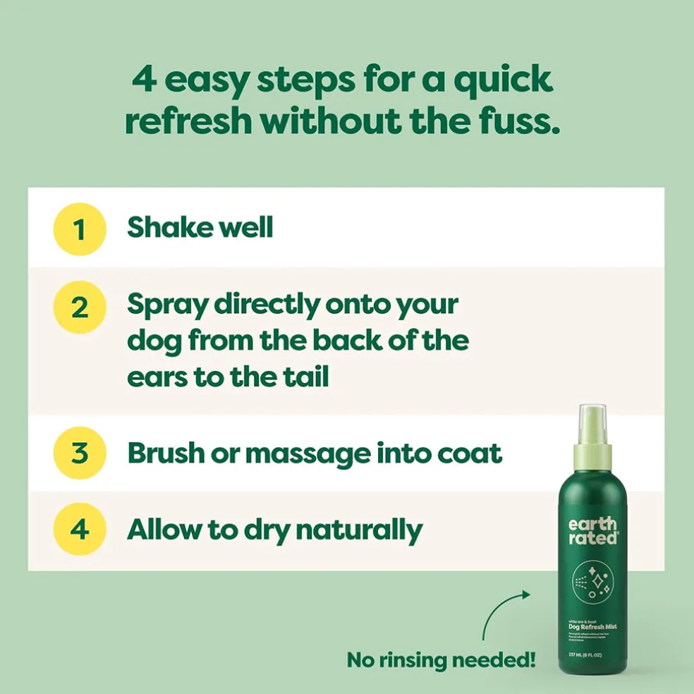 Earth Rated Deodorizing Spray Conditioning & Odor-Eliminating White Tea & Basil Refresh Mist for Dogs (8 oz)