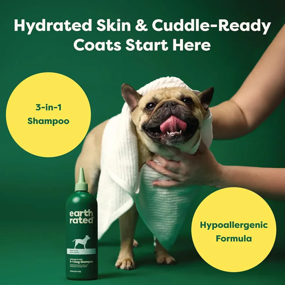 Earth Rated 3-in-1 Short Coat White Tea & Basil Shampoo & Conditioner for Dogs (16 oz)