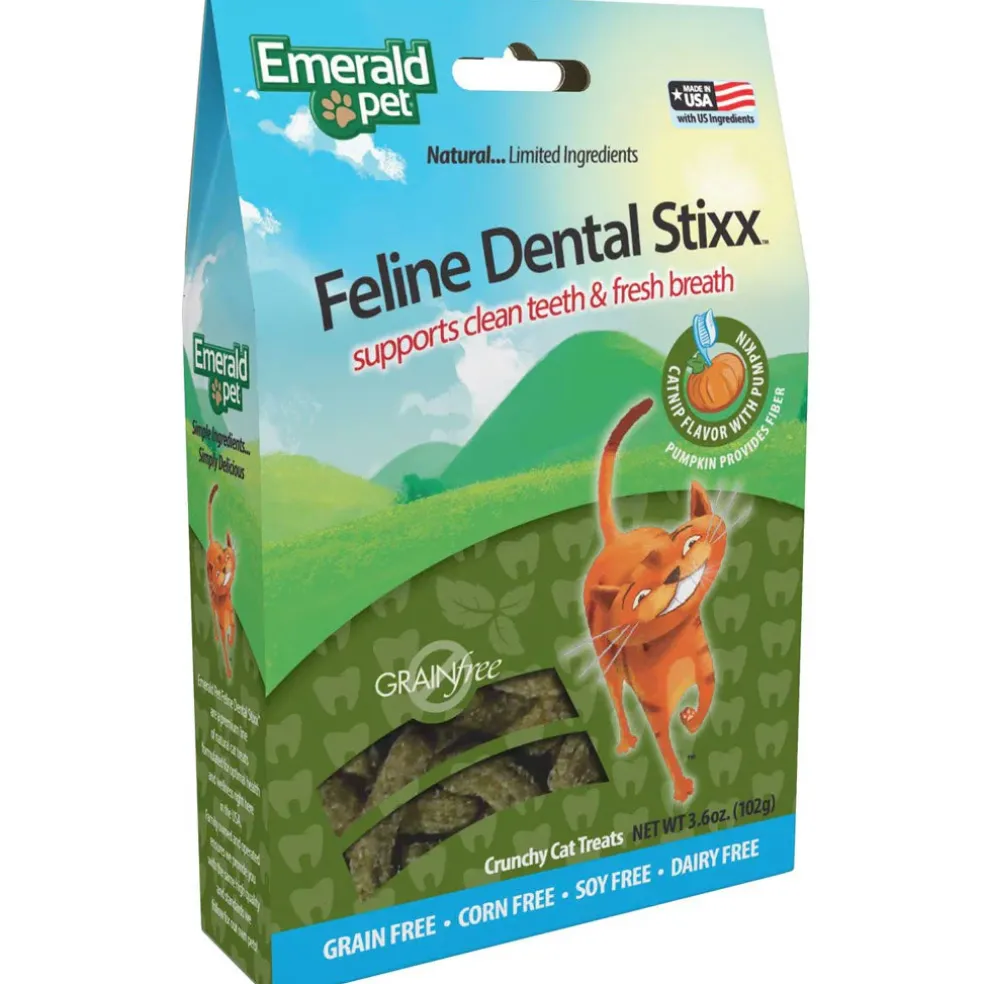 Emerald Pet Feline Dental Stixx with Catnip & Pumpkin Dental Cat Treats (3.6 oz)