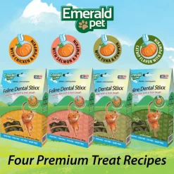 Emerald Pet Feline Dental Stixx with Catnip & Pumpkin Dental Cat Treats (3.6 oz)