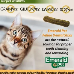 Emerald Pet Feline Dental Stixx with Catnip & Pumpkin Dental Cat Treats (3.6 oz)
