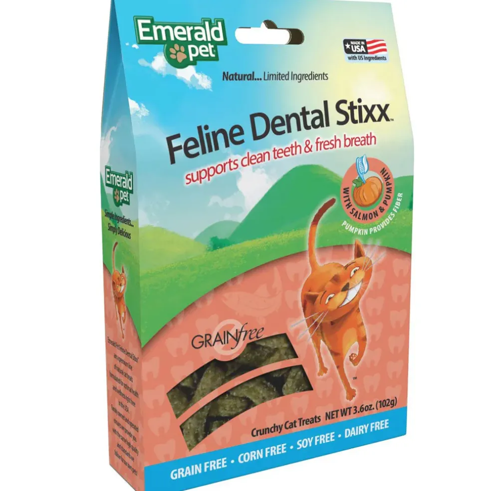 Emerald Pet Feline Dental Stixx with Salmon & Pumpkin Dental Cat Treats (3.6 oz)