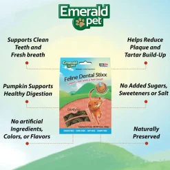 Emerald Pet Feline Dental Stixx with Salmon & Pumpkin Dental Cat Treats (3.6 oz)