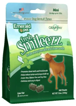 Emerald Pet Fresh Smileezz Grain-Free Mini Dental Dog Treats, 160-count