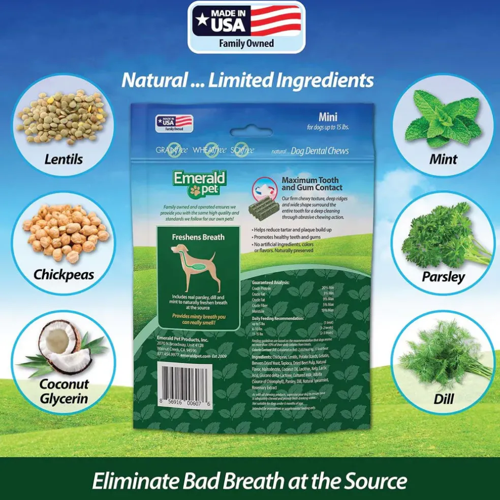 Emerald Pet Fresh Smileezz Grain-Free Mini Dental Dog Treats, 160-count