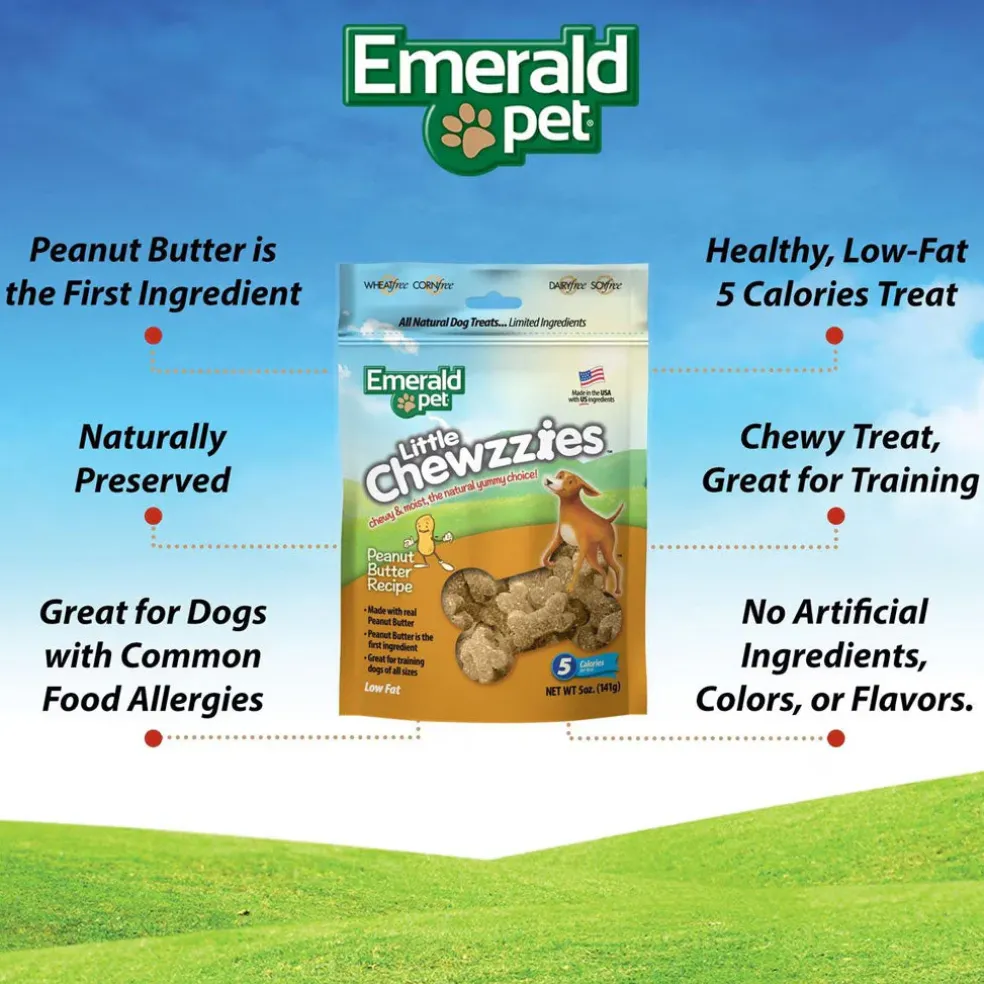 Emerald Pet Little Chewzzies Peanut Butter Recipe Dog Treats, 5-oz