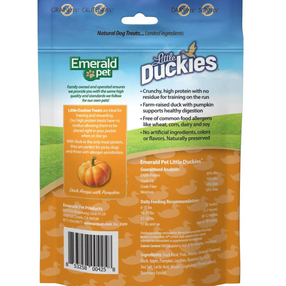 Emerald Pet Little Duckies Grain-Free with Duck & Pumpkin Dog Treats, 5-oz