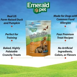Emerald Pet Little Duckies Grain-Free with Duck & Pumpkin Dog Treats, 5-oz