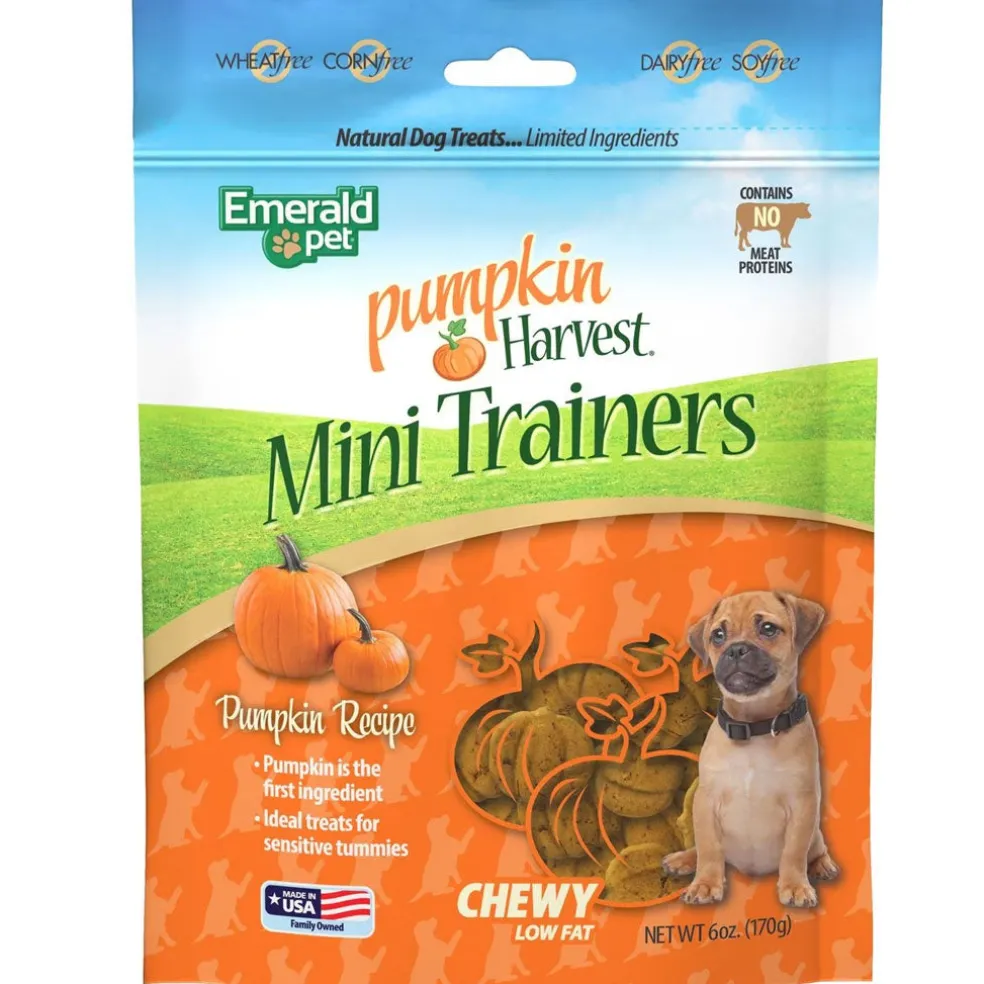 Emerald Pet Pumpkin Harvest Mini Trainers Pumpkin Recipe Dog Treats, 6-oz