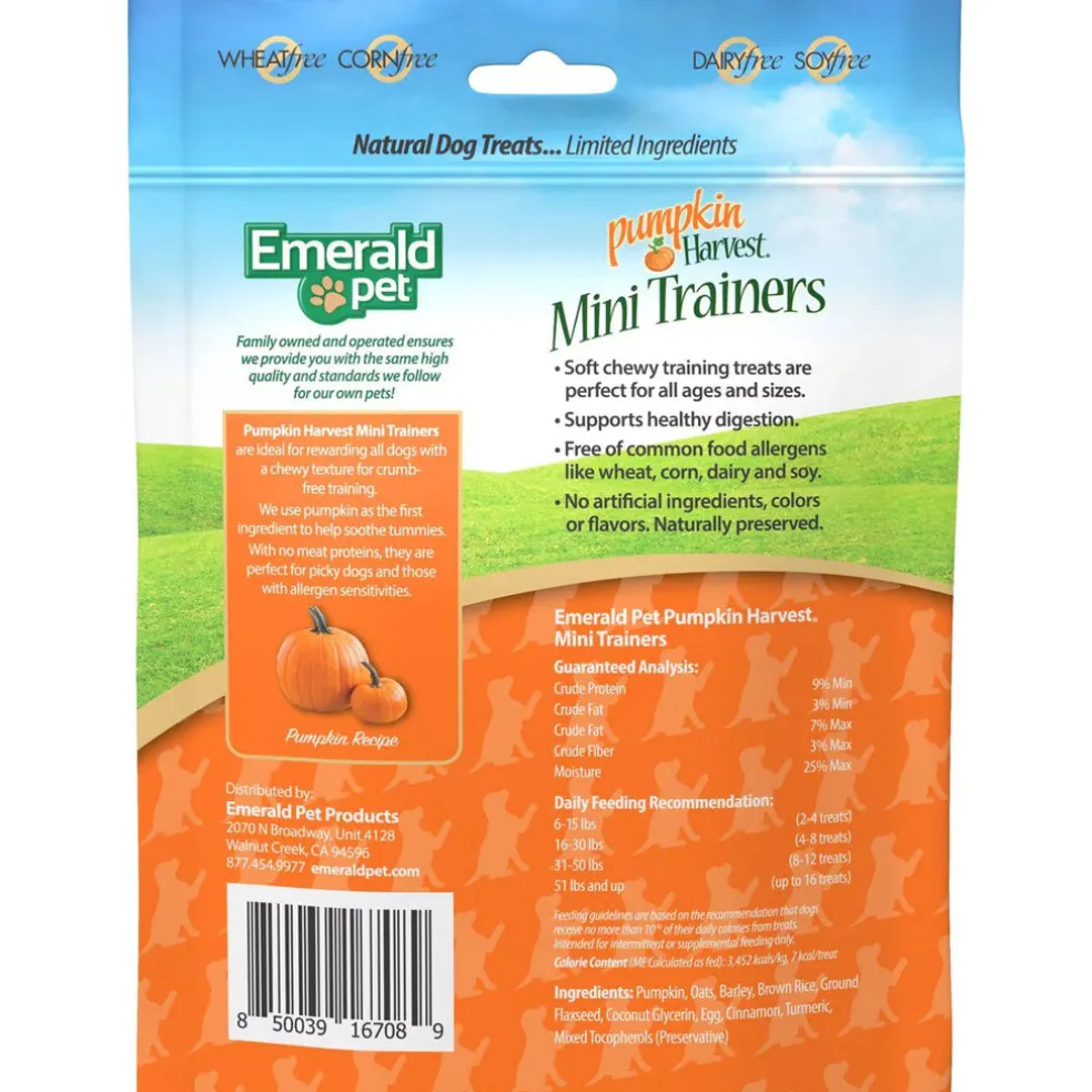 Emerald Pet Pumpkin Harvest Mini Trainers Pumpkin Recipe Dog Treats, 6-oz