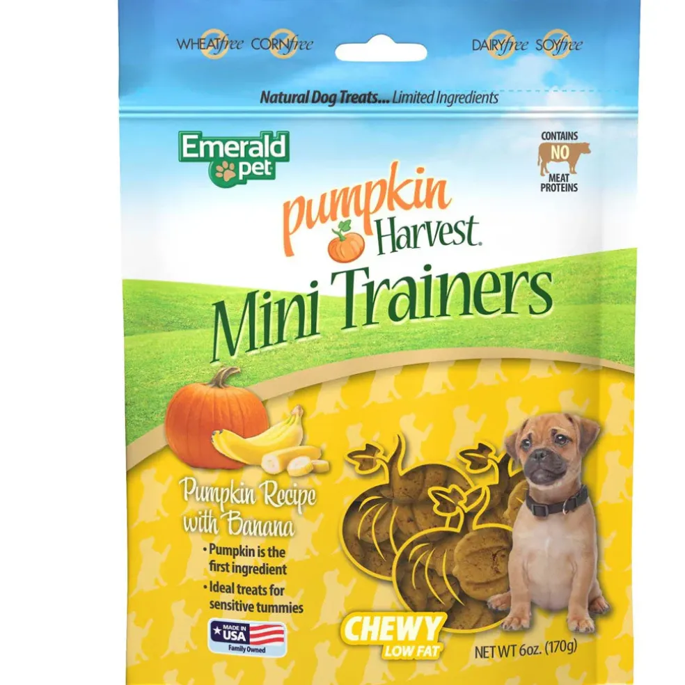 Emerald Pet Pumpkin Harvest Mini Trainers Pumpkin Recipe with Banana Dog Treats, 6-oz