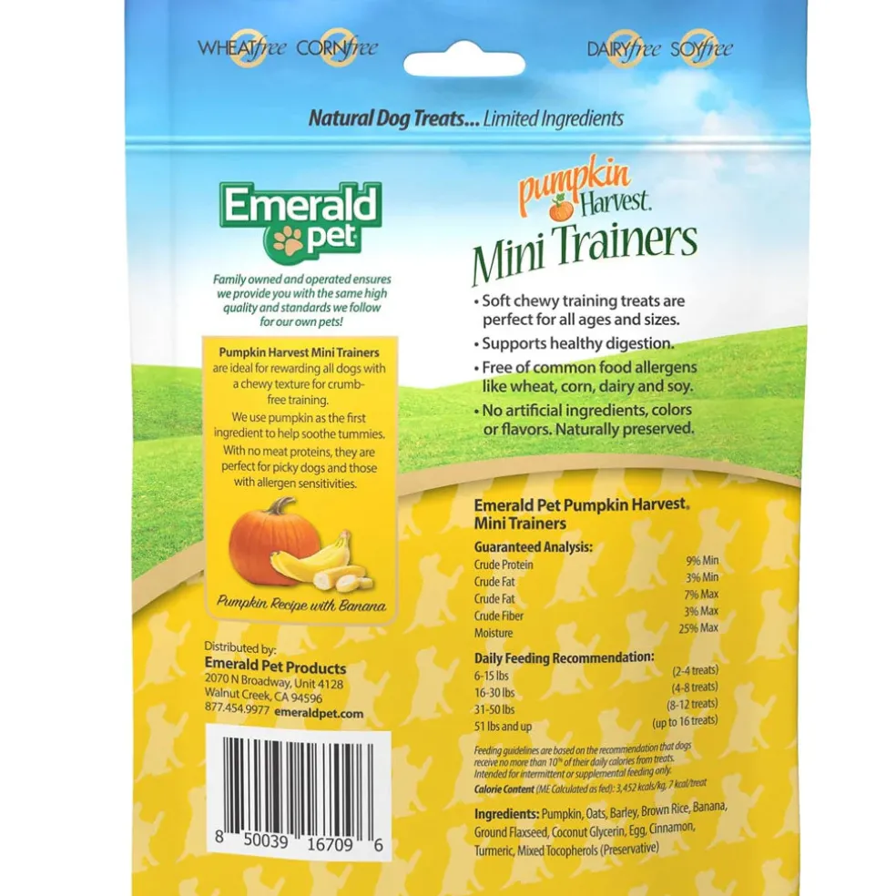 Emerald Pet Pumpkin Harvest Mini Trainers Pumpkin Recipe with Banana Dog Treats, 6-oz