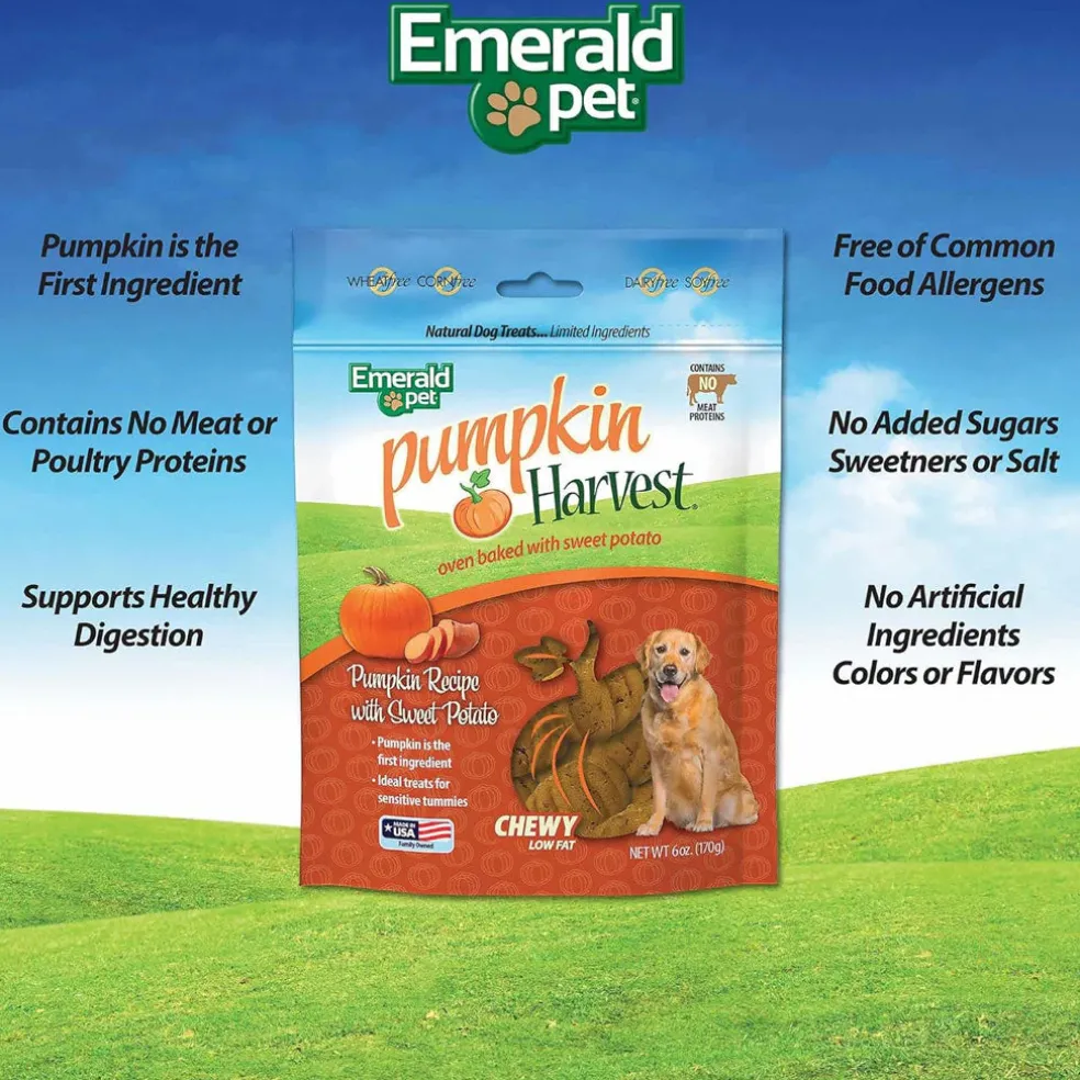 Emerald Pet Pumpkin Harvest Oven Baked with Sweet Potato Chewy Dog Treats, 6-oz