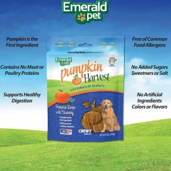 Emerald Pet Pumpkin Harvest Oven Baked with Blueberry Chewy Dog Treats, 6-oz
