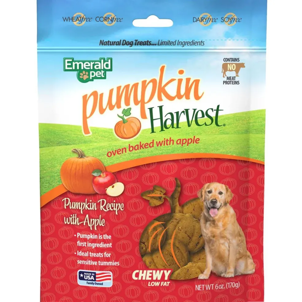 Emerald Pet Pumpkin Harvest Oven Baked with Apple Chewy Dog Treats, 6-oz