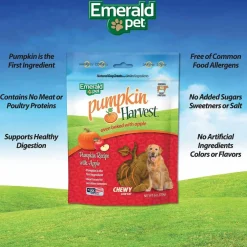 Emerald Pet Pumpkin Harvest Oven Baked with Apple Chewy Dog Treats, 6-oz