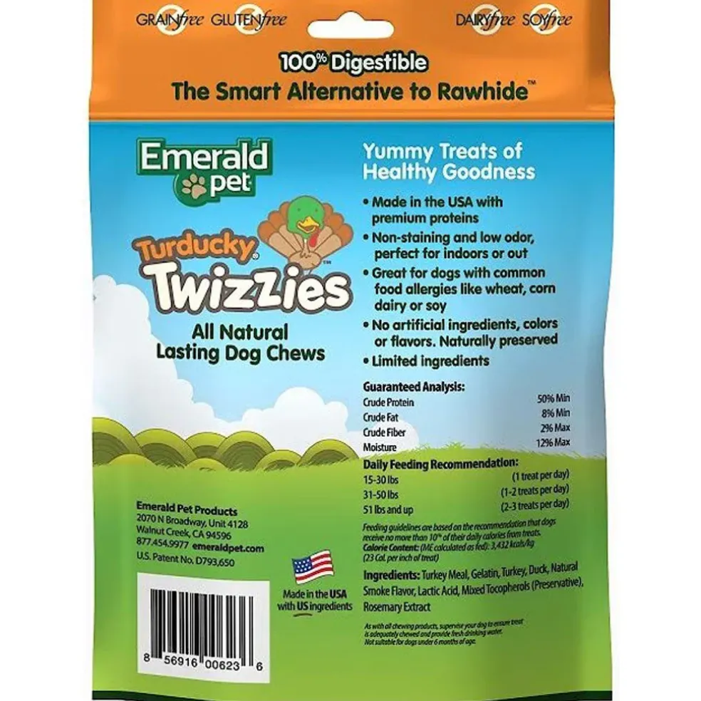 Emerald Pet Turducky Twizzies Grain-Free Dog Treats, 6 count