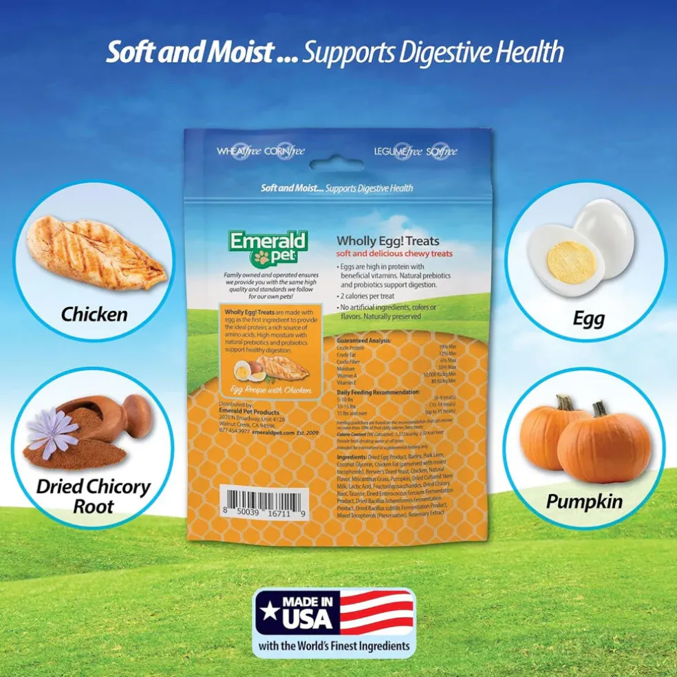 Emerald Pet Wholly Egg Recipe with Chicken Cat Treats, 2.5-oz