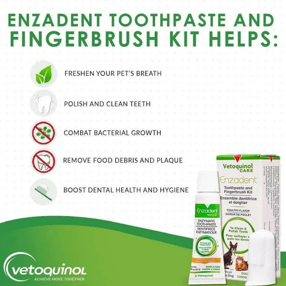 Enzadent Enzymatic Poultry-Flavored Fingerbrush Kit for Dogs & Cats